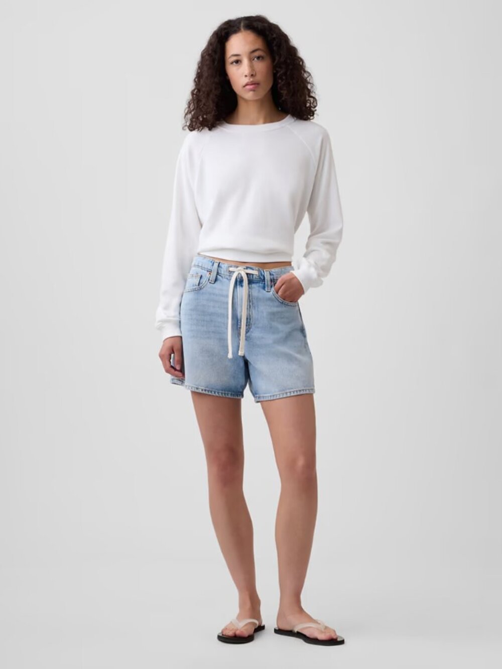 Gap SuperSoft Drawstring Denim Midi Shorts